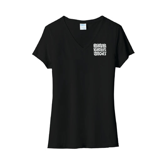 Women's Short Sleeve V-Neck Tee - Black
