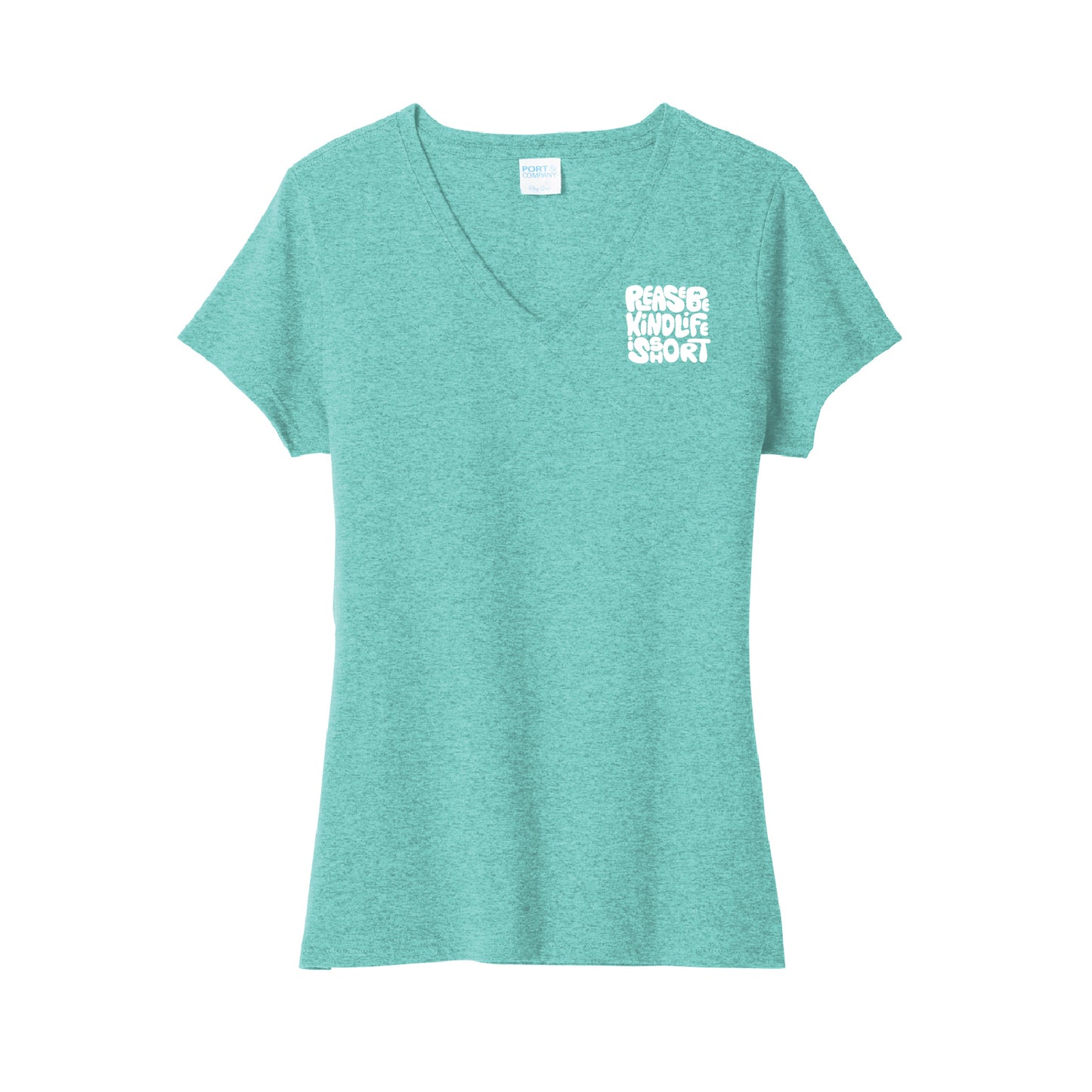 Women's Short Sleeve V-Neck Tee - Teal Heather